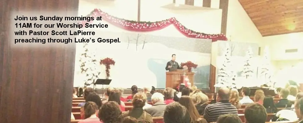 The congregation gathered for Sunday worship as Pastor Scott LaPierre preaches